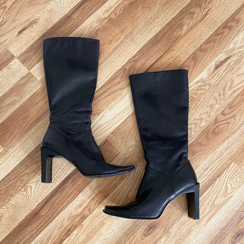 Nine West Y2K Square Toe 90’s Leather Boots
